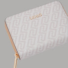 Portafoglio piccolo con zip Liu Jo, monogram naturale chiaro sul retro