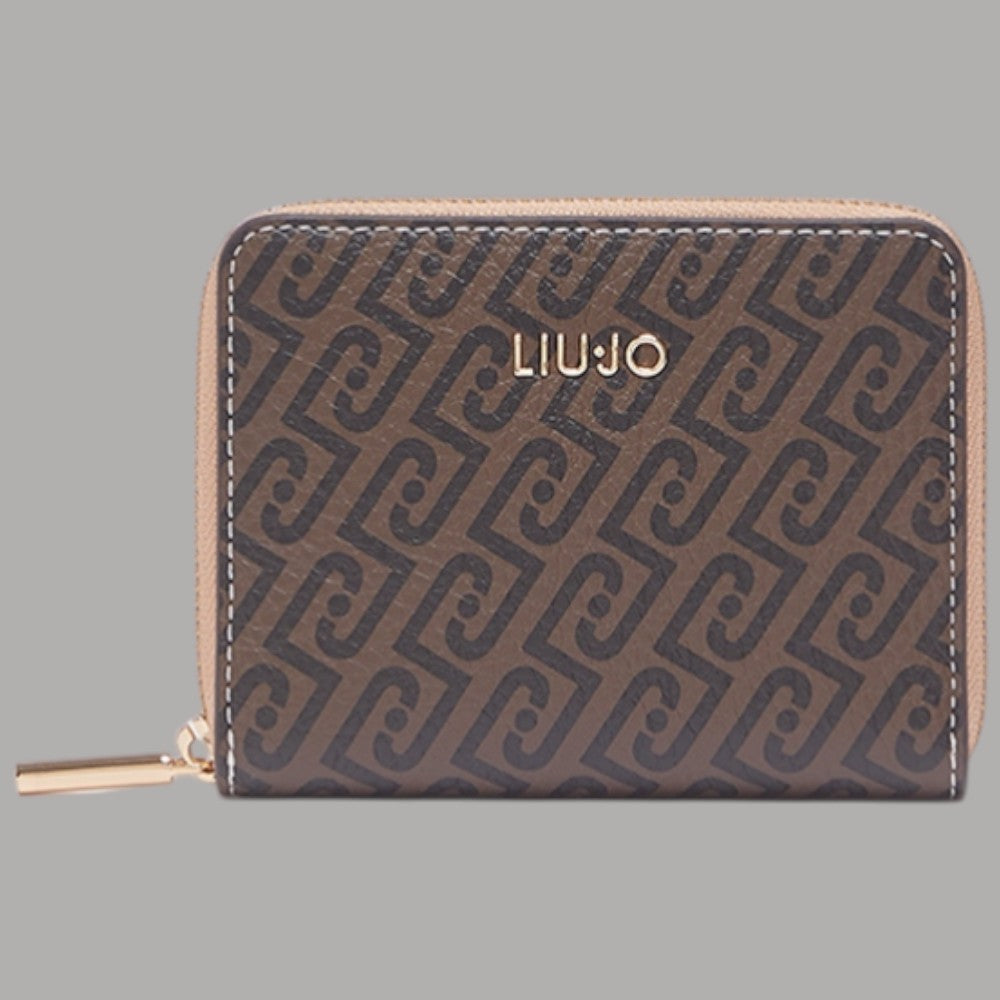 Portafoglio piccolo con zip Liu Jo, monogram testa moro scuro