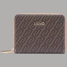 Portafoglio piccolo con zip Liu Jo, monogram testa moro scuro