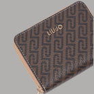 Portafoglio piccolo con zip Liu Jo, monogram testa moro scuro, cuciture