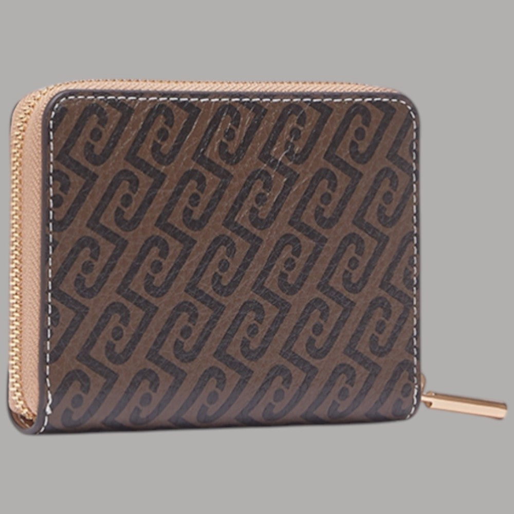 Portafoglio piccolo con zip Liu Jo, monogram testa moro scuro fronte