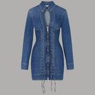 Liu Jo abito corto in denim con stringhe UA6508D0399 - Prodotti di Classe