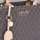 Borsa monogram testa di moro con logo LIU•JO MILANO, tracolla beige e charm