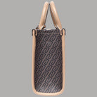Borsa verticale monogram testa di moro con manici doppi e bordi in pelle chiara