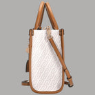Borsa a mano monogram naturale con tracolla in cuoio, manici doppi e tasca interna