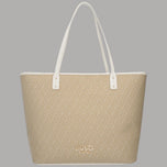 Shopper Liu Jo in jacquard naturale con zip e logo frontale