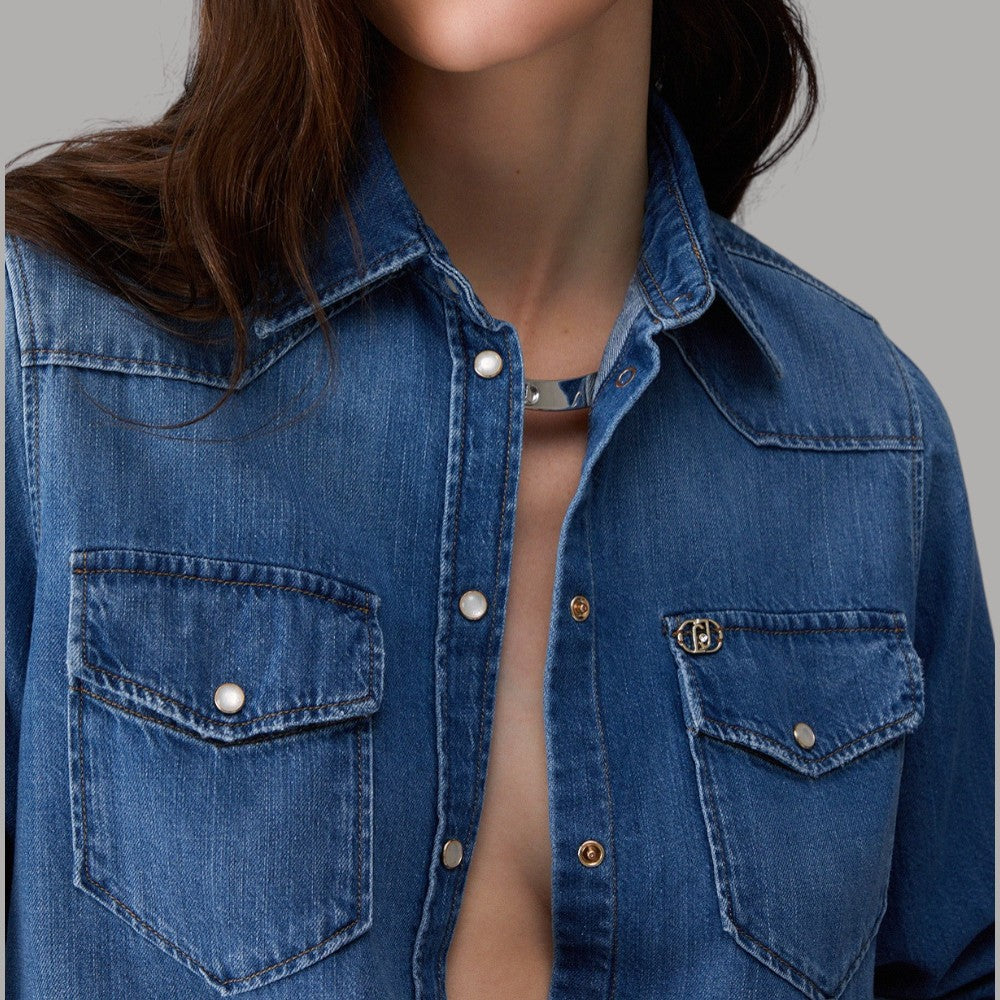 Liu Jo camicia denim stonewash, regular fit comodo eleganza casual - Prodotti di Classe