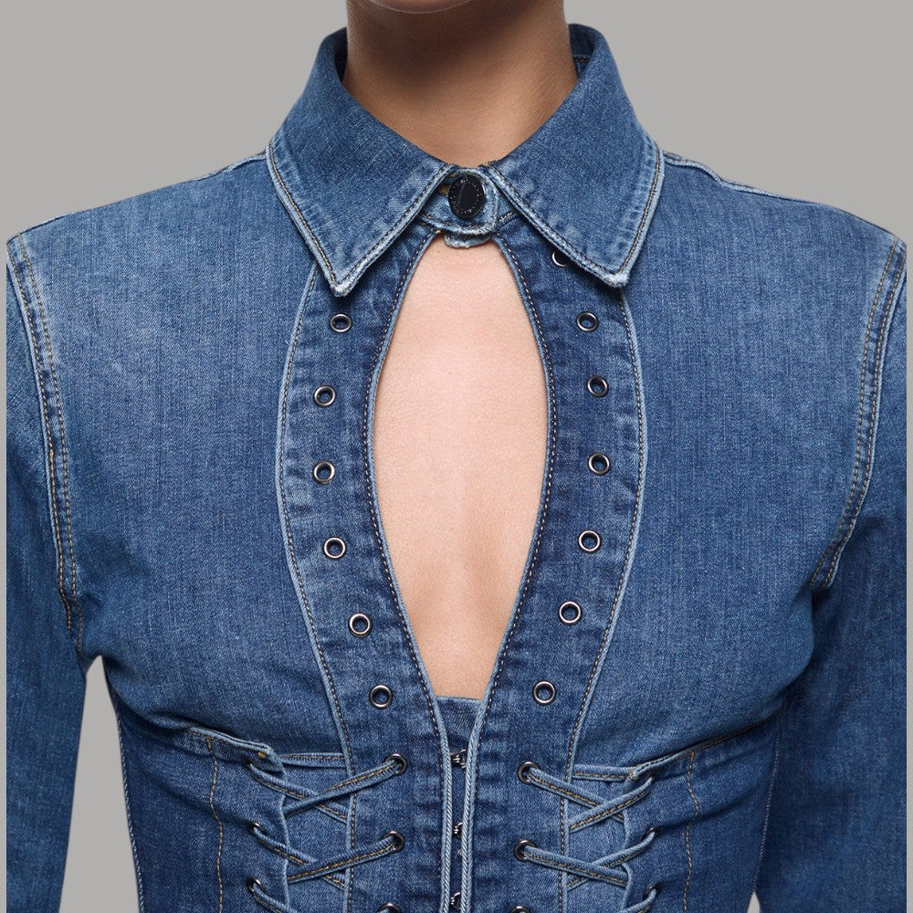 Liu Jo camicia in denim con stringhe UA6507D0399 - Prodotti di Classe