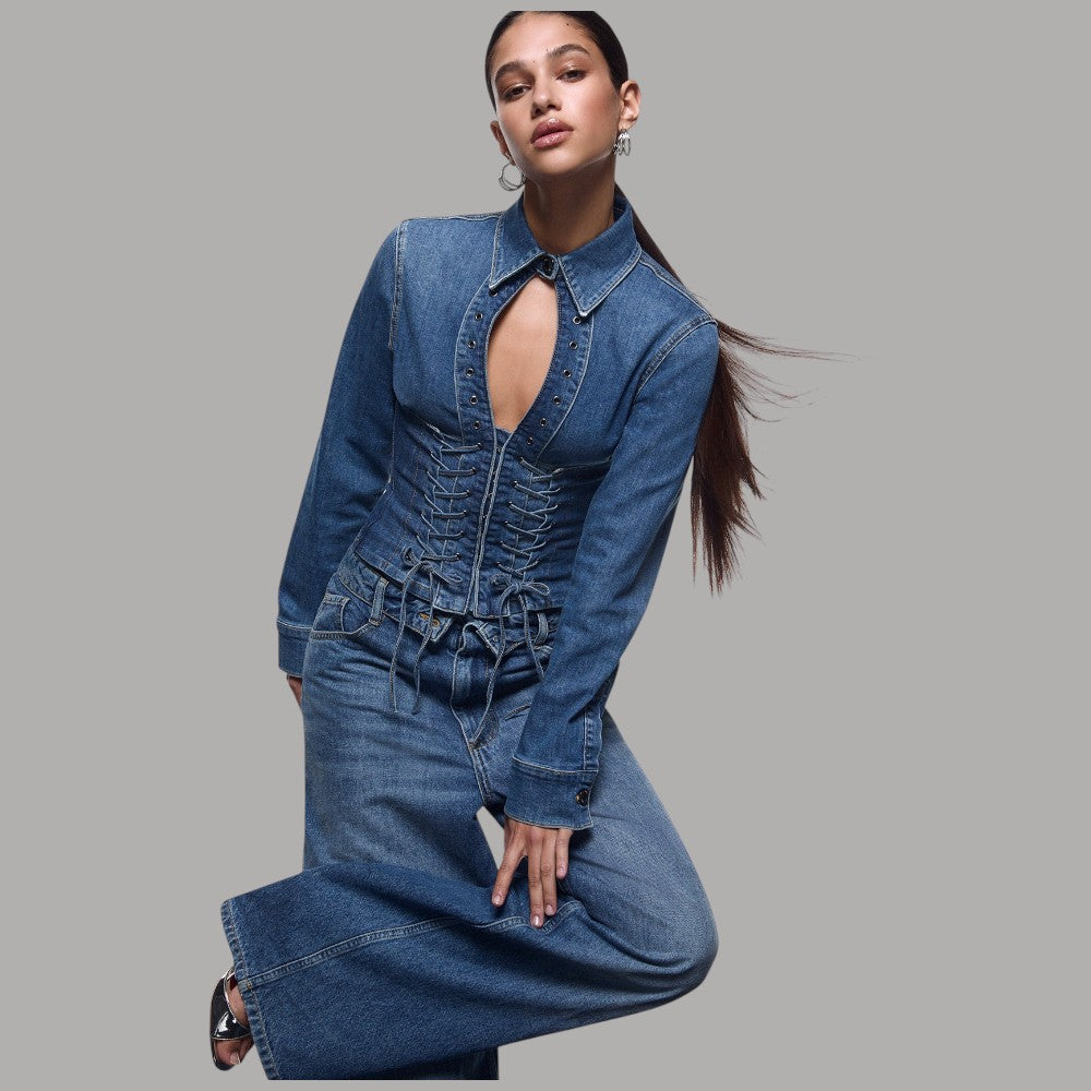 Liu Jo camicia in denim con stringhe UA6507D0399 - Prodotti di Classe