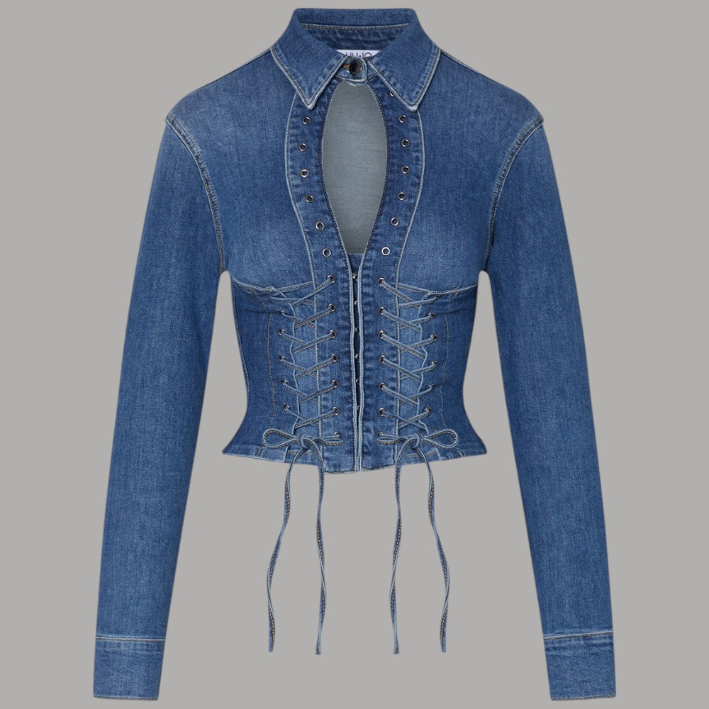Liu Jo camicia in denim con stringhe UA6507D0399 - Prodotti di Classe