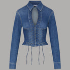 Liu Jo camicia in denim con stringhe UA6507D0399 - Prodotti di Classe