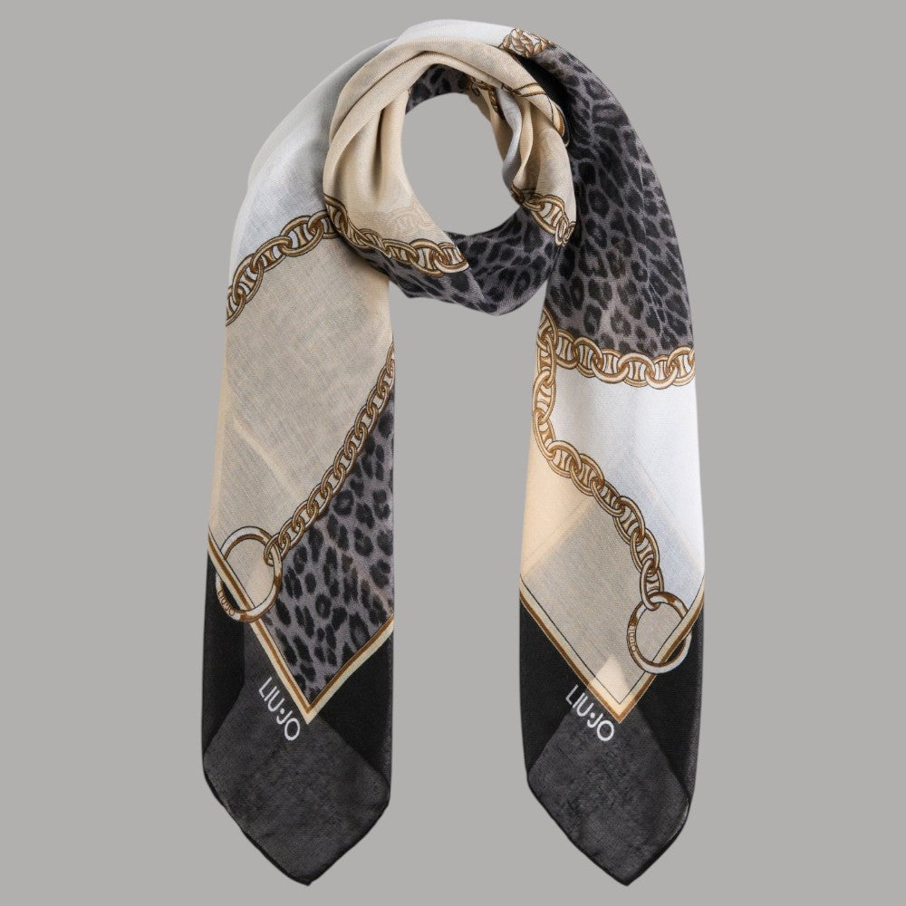 Liu Jo foulard animalier nero 120X12 2F5074T0300-22222 - Prodotti di Classe