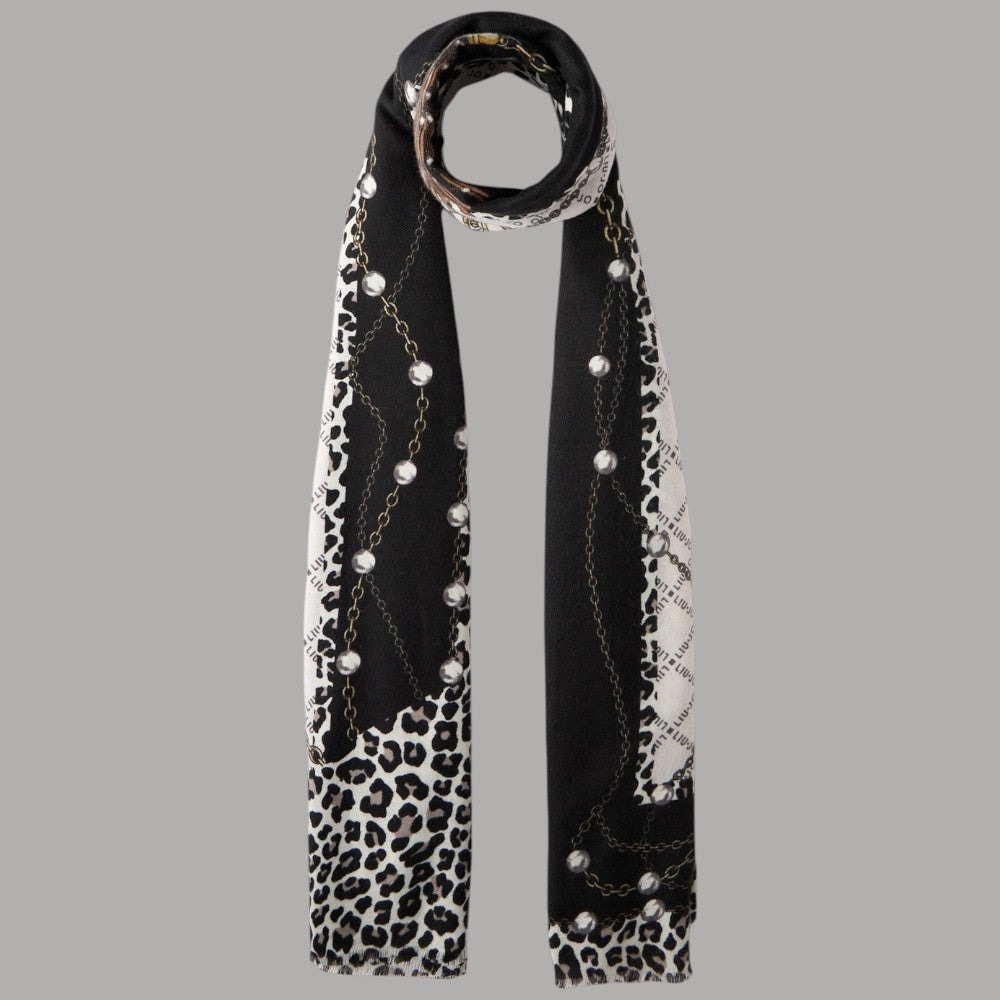 Liu Jo sciarpa nera animalier 70X180 2F5081T0300 - Prodotti di Classe