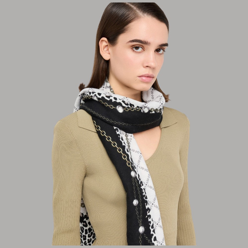 Liu Jo sciarpa nera animalier 70X180 2F5081T0300 - Prodotti di Classe