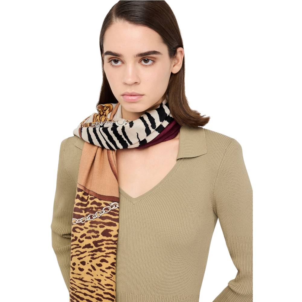 Liu Jo stola stampa ANIMALIER 120X120 2F5083T0300 Nero - Prodotti di Classe