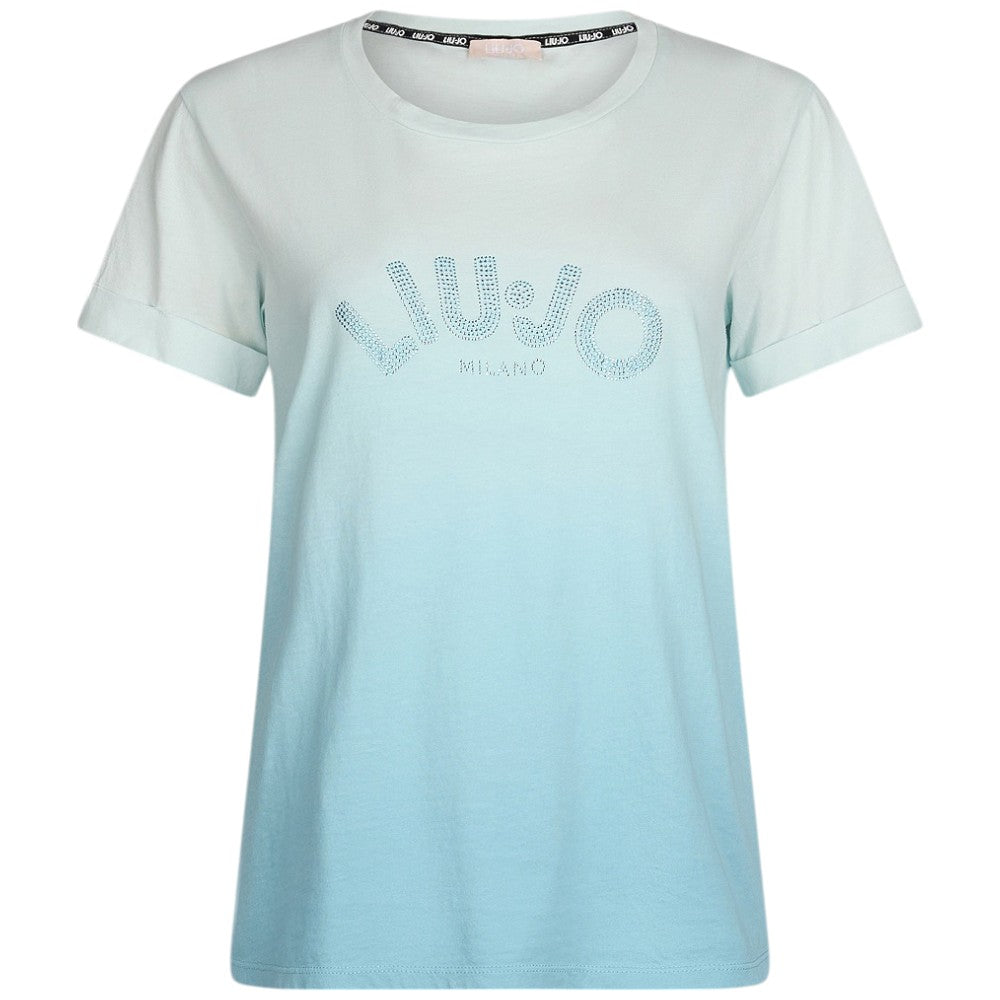 Liu Jo t-shirt azzurro logo con strass TA5267JS923 M9112 T-shirt Liu Jo