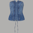 Liu Jo top bustier in denim con intreccio UA6506D0399 - Prodotti di Classe