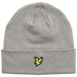 Cappello beanie LyLe & Scott grigio con logo giallo e nero ricamato