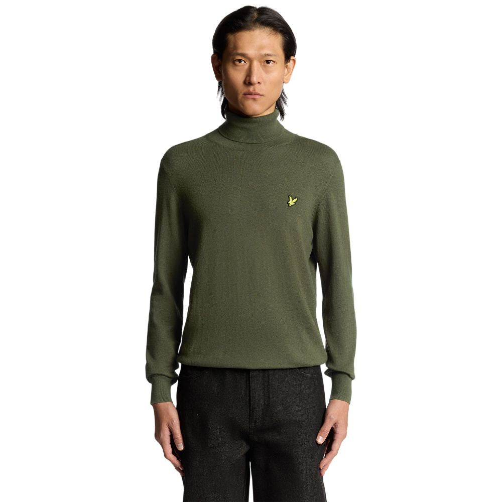 Lyle & Scott maglione collo alto verde in merino KN2103VC Maglieria Lyle & Scott