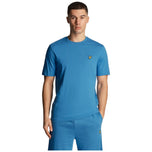 T-shirt Lyle & Scott blu marea con piccolo logo giallo sul petto