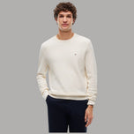 Maglioncino Tommy Hilfiger avorio girocollo, logo discreto sul petto