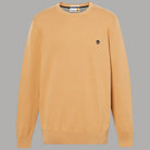 Maglia uomo in cotone marrone chiaro, girocollo e piccolo logo a contrasto