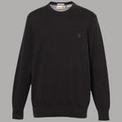 Maglia girocollo nera in cotone con logo sul petto e maniche lunghe