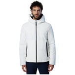 Giacca North Sails Hobart bianca con cappuccio, zip frontale nera e tasche laterali