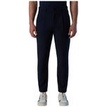 Pantaloni chino blu slim fit con passanti e chiusura con bottone
