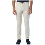 Pantaloni chino slim fit panna, bottone e tasche frontali