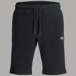 Bermuda in felpa nera Jack & Jones con coulisse in vita, gamba dritta