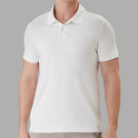 Polo uomo bianca slim fit in piqué con logo ricamato sul petto e colletto