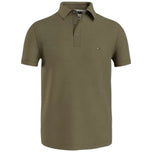 Polo da uomo Tommy Hilfiger verde militare slim fit con bottoni e colletto