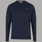 Pullover Guess in cotone blu con logo ricamato sul petto
