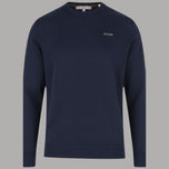 Pullover Guess in cotone blu con logo ricamato sul petto