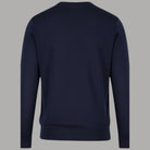 Pullover Guess in cotone blu con scollo rotondo, retro liscio