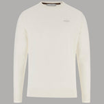 Pullover Guess in cotone latte con logo ricamato sul petto
