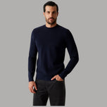 Pullover Guess blu uomo a girocollo in maglia con motivo a quadri