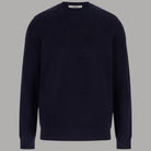 Pullover Guess blu uomo girocollo in maglia, dettaglio scollo e logo