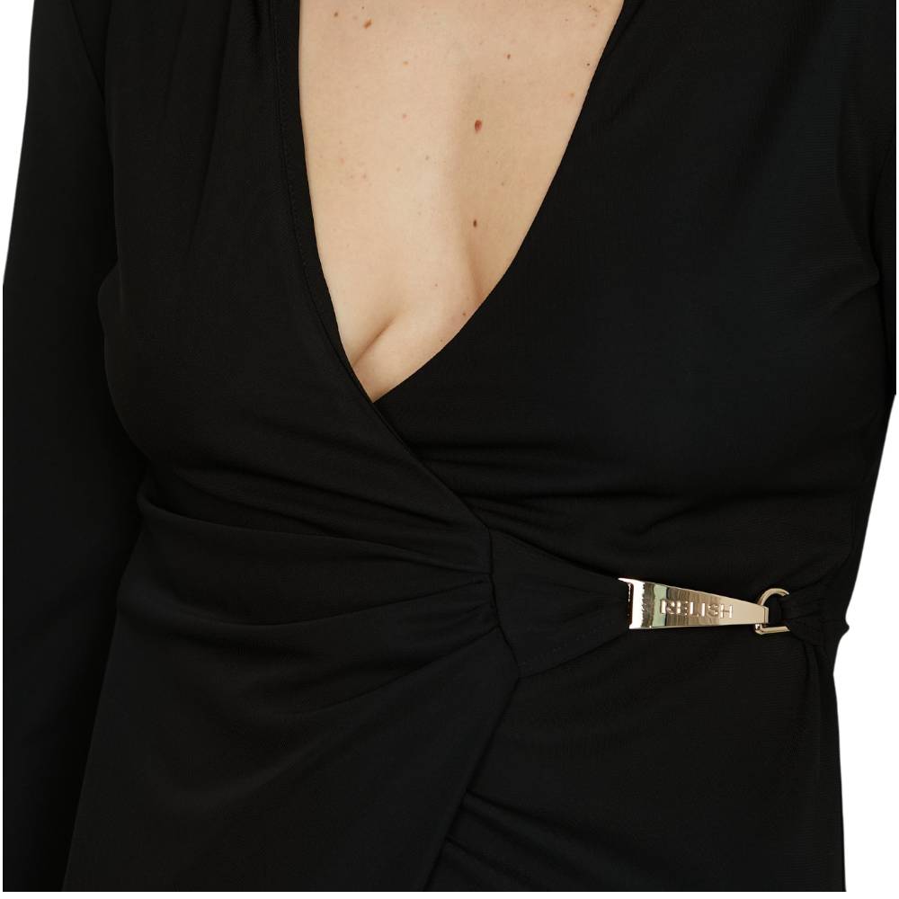 Relish abito midi nero INCIDIT RDA2509006027 SCOLLO INCROCIO C/FIBBIA ALAMARO Vestiti Relish