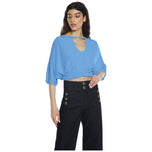 Blusa celeste Relish DIANAS con maniche a pipistrello e scollo a V