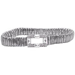 Cintura elastica argento con fibbia rettangolare a strass