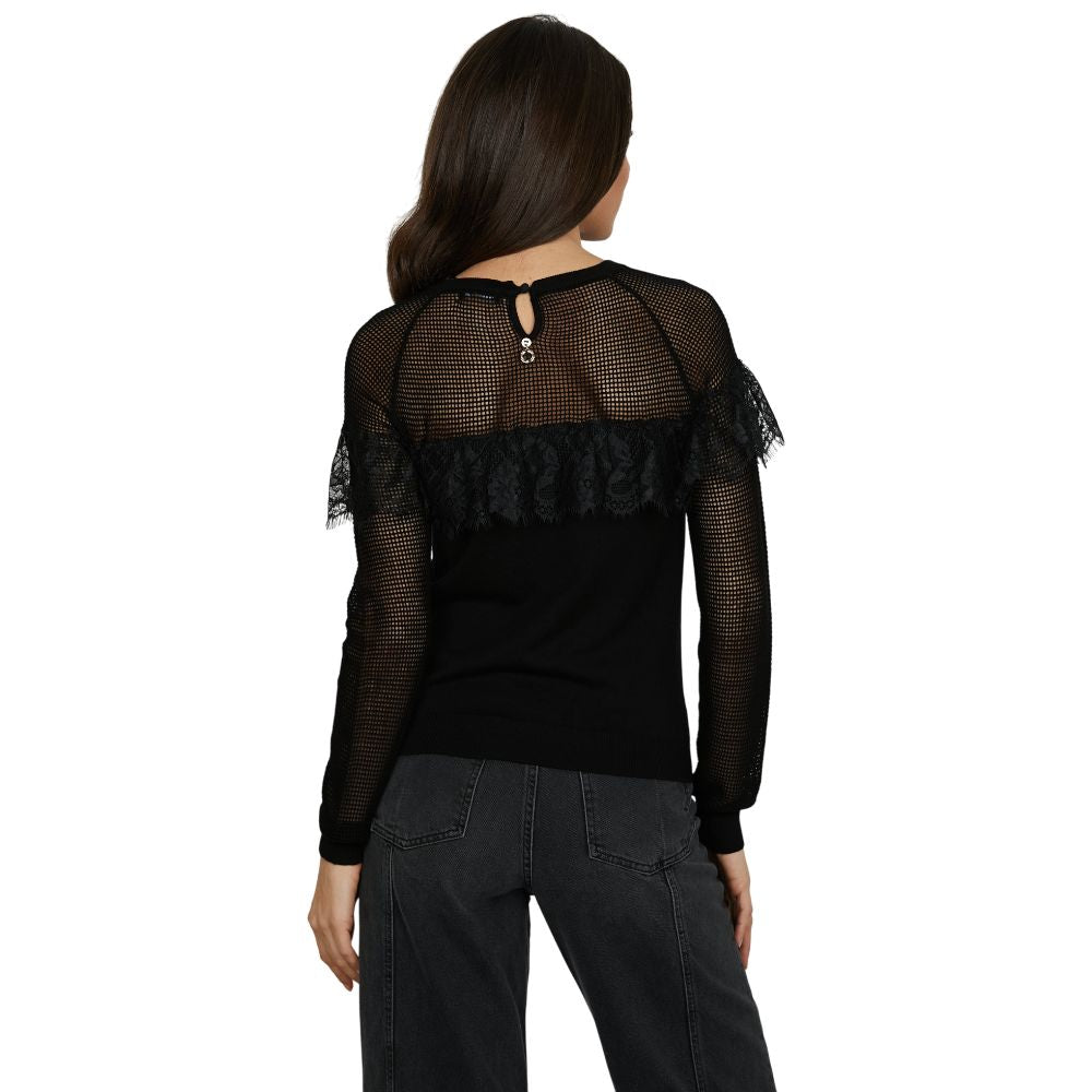 Relish maglia nera con inserti in rete LECITA RDA2502054028 Maglieria Relish