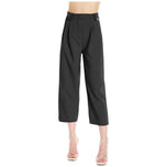 Pantaloni carpi neri con cintura e piega frontale