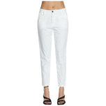 Pantalone chino bianco a vita alta con bottoni e tasche laterali