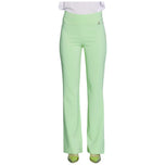 Pantaloni a zampa verde chiaro, vita alta con bottoncino