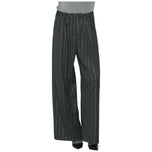 Pantaloni vita alta grigio gessato con righe sottili e gamba ampia