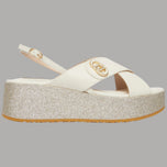 Sandali platform Liu Jo panna con glitter, cinturino in pelle e suola alta