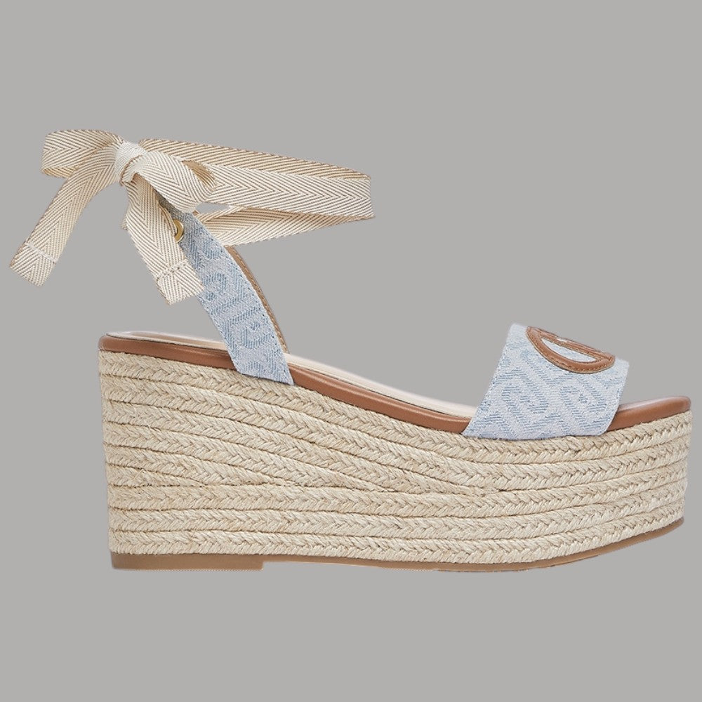 Sandali Zeppa Denim Jacquard Liu Jo con Lacci e Corda Intrecciata - Prodotti di Classe