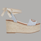 Sandali Zeppa Denim Jacquard Liu Jo con Lacci e Corda Intrecciata - Prodotti di Classe